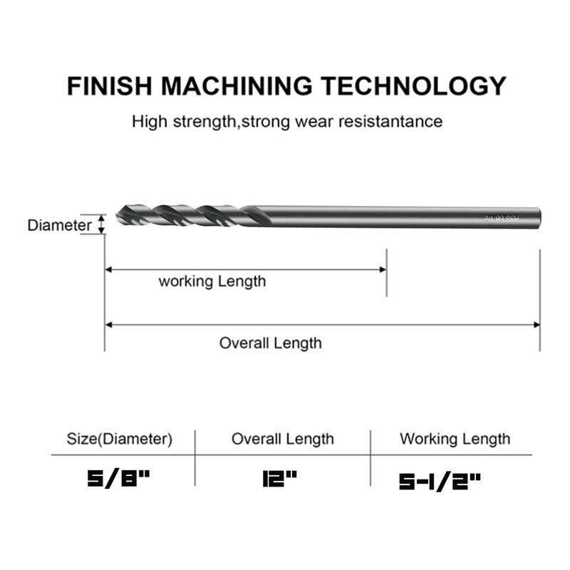 Narwhal 5/8 Inch x 12 Inch Aircraft Drill Bit (Professional Grade) Extra Long Black Oxide Cobalt Extension Bit - Perfect for Drilling into Sheet Metal, Stainless, Aluminum, Wood, & Copper - Image 2